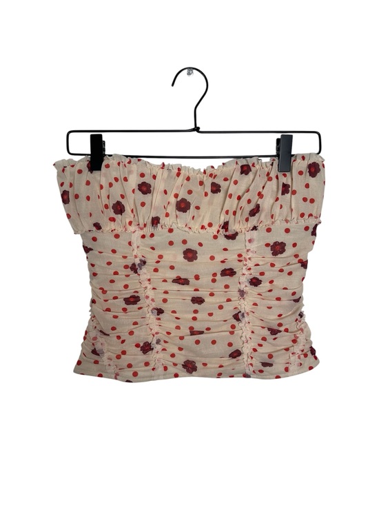 Free People Tops - Free People Cream Ivory Polka Dot Flower Scottie Printed Tube Top